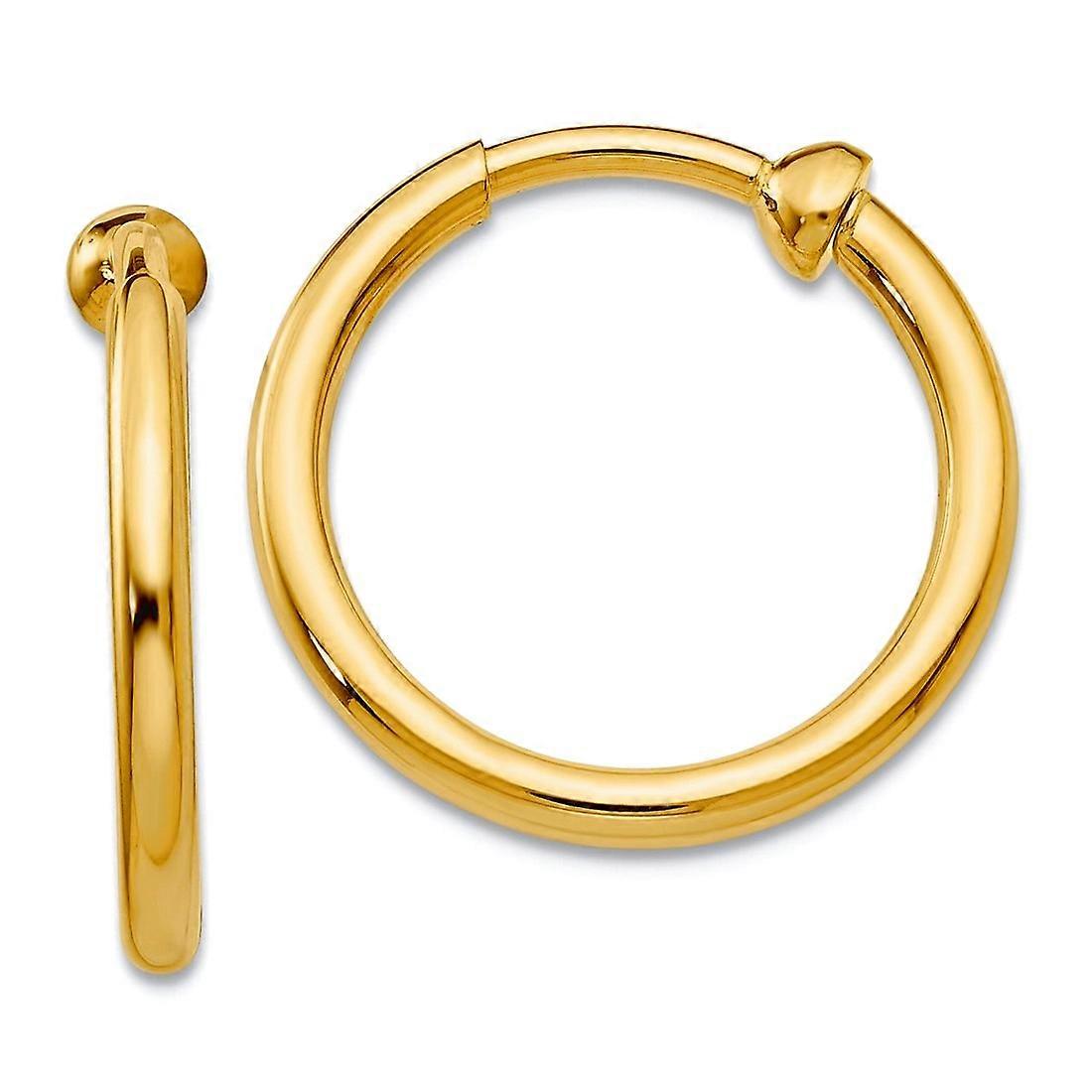 14k Solid Yellow Gold Non Pierced Hoop Σκουλαρίκια-Σκουλαρίκια Κρίκοι για Γυναίκες
