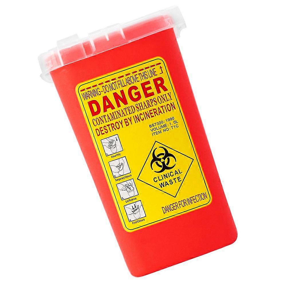 1pc Disposal Needle Tip Box Gathering Barrel Sharps Garbage Bucket Container Supplies (Red)