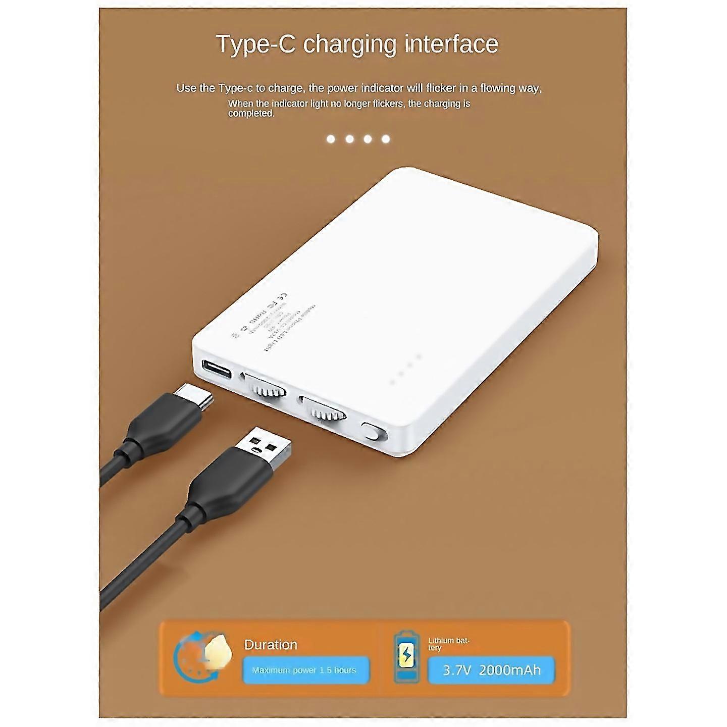 For Led Mini Rechargeable Clip Fill Light Adjustable Portable Lamp White