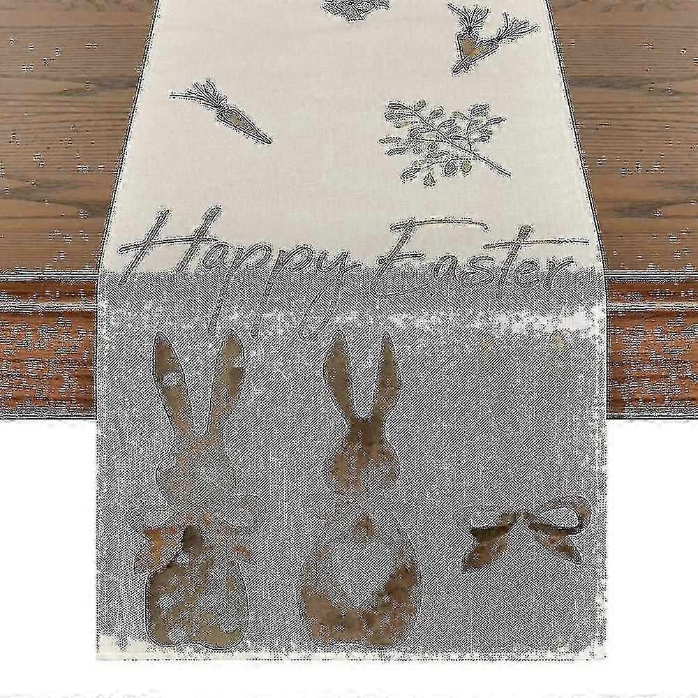 Carrots Bunny Happy Easter Print Table Runner Easter Party Table Cloth Dining Table Decoration