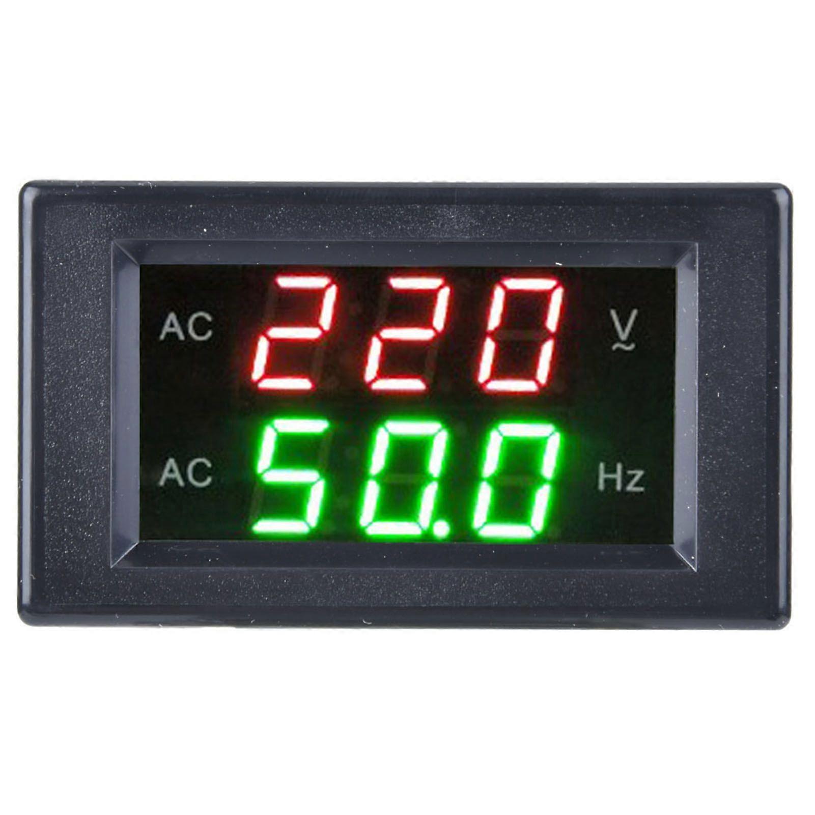 Generator Dual Display LED Digital AC Voltmeter Frequency Meter Testing Tool(Black)
