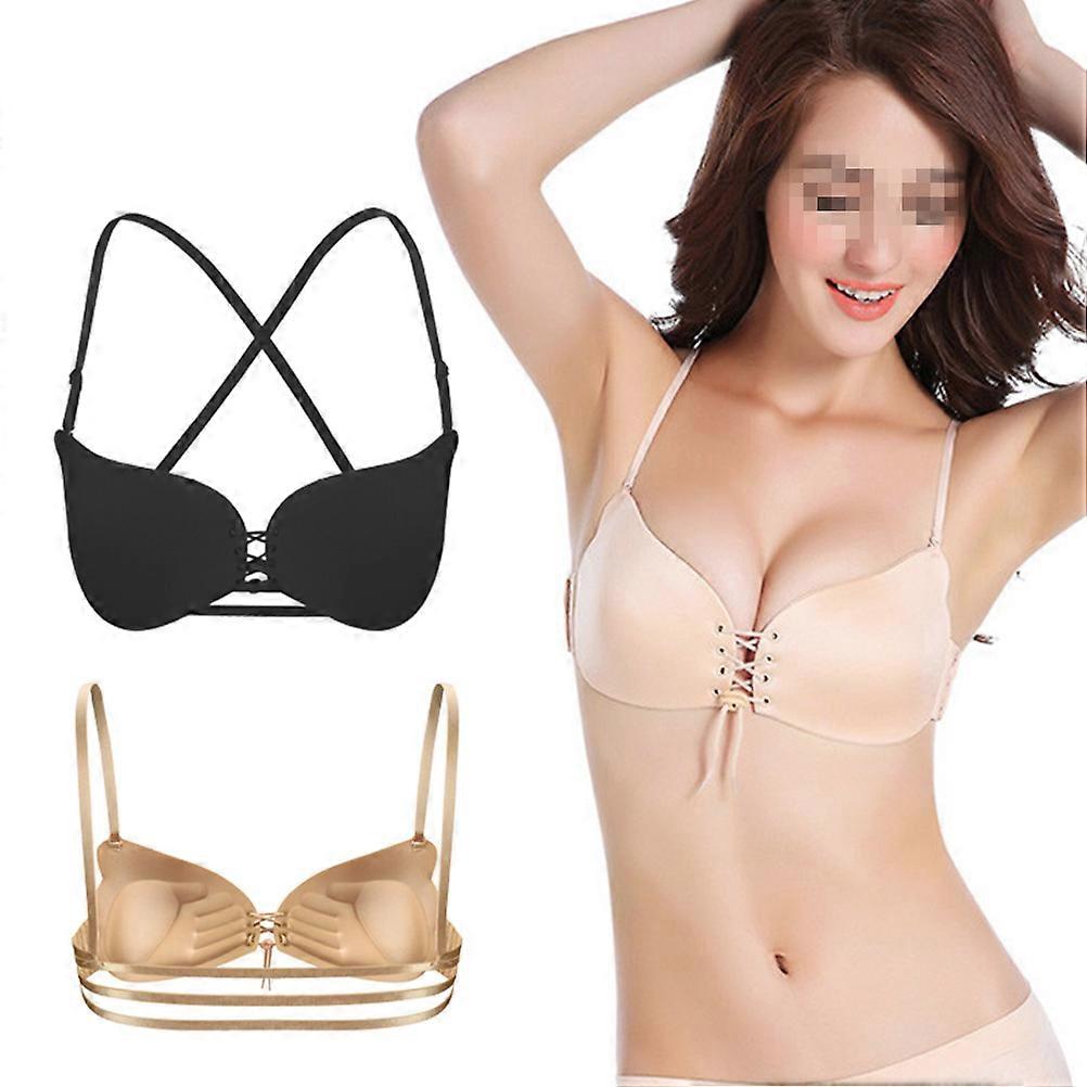 Black Push Up Backless Bra for Women Underwear Drawstring