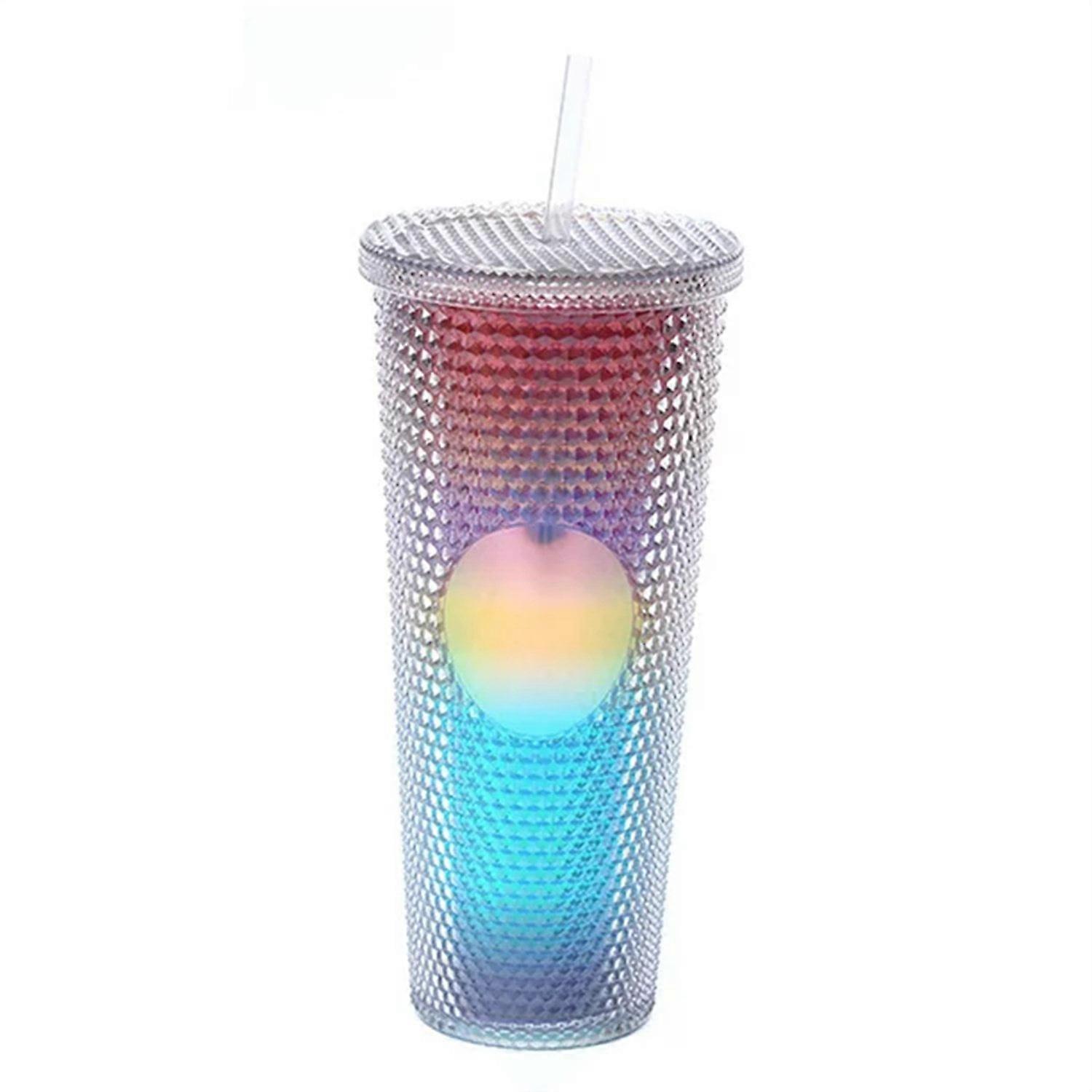 24oz Water Cup with Straw, Leak-Proof Lid, Iridescent Matte, Color-Changing Tumbler for Iced Coffee, Reusable - Compatible with Tutuviw