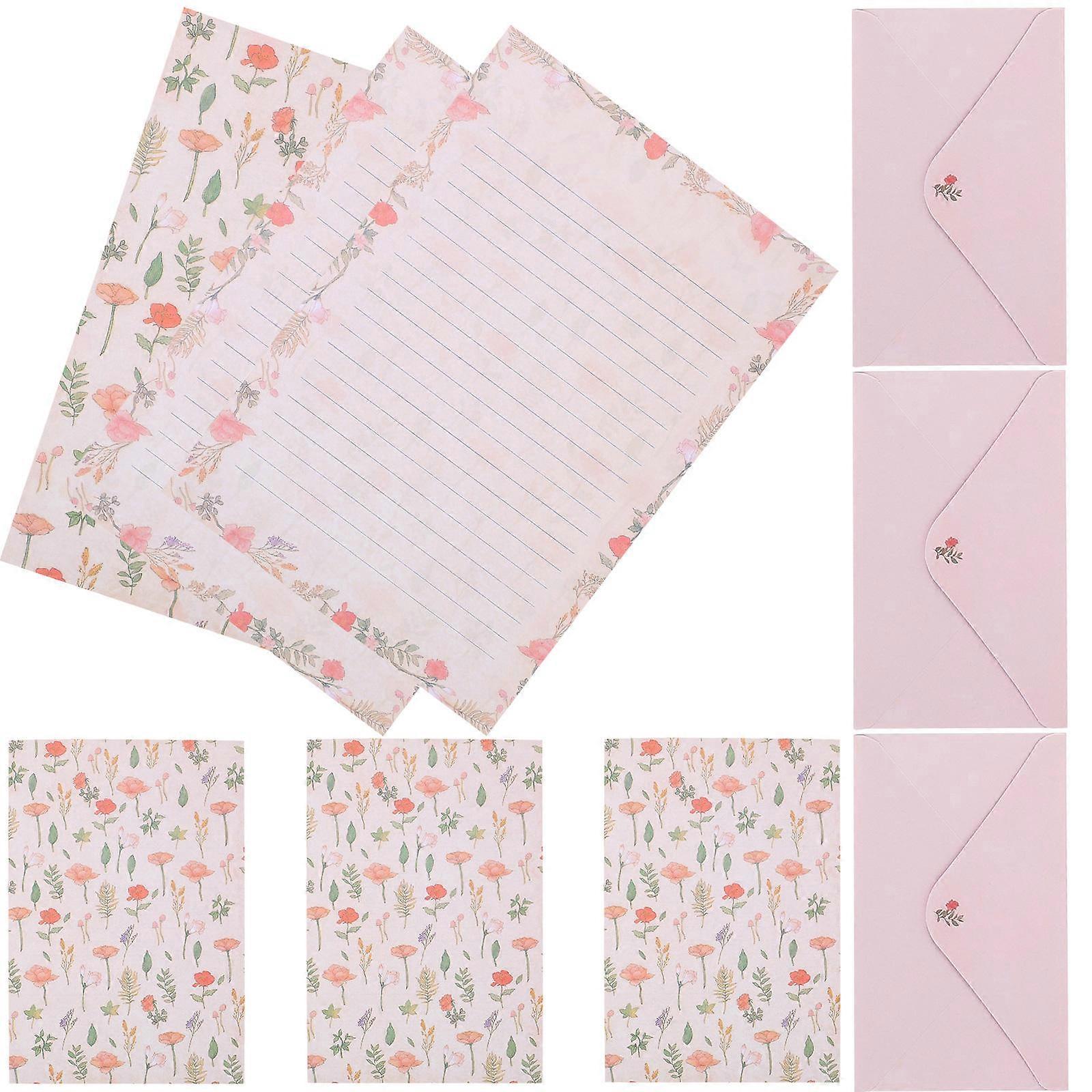 Pink Writing Paper Letter Paper Envelope Set for 20Sets Decorative Kit