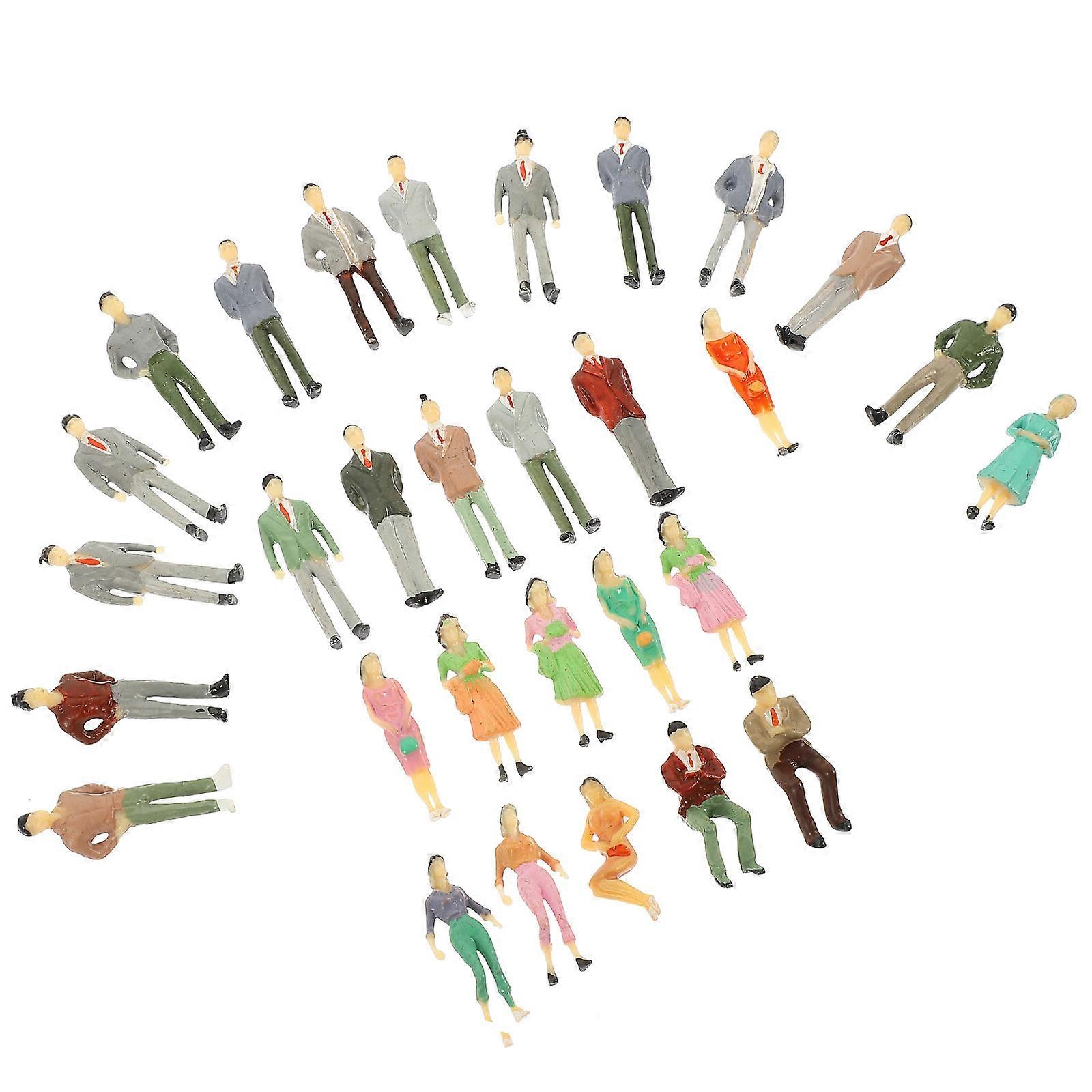 30Pcs Mini Model People Figurines Assorted Color Tiny Human Figures For Sand Table Layout Creative Handicrafts 3.5X1X0.5CM