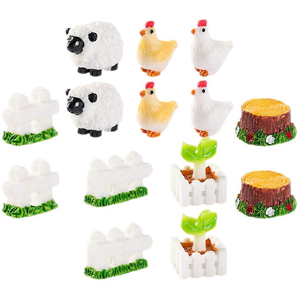 Resin Craft Miniature Poultry Ornament for Decor 70Pcs Set