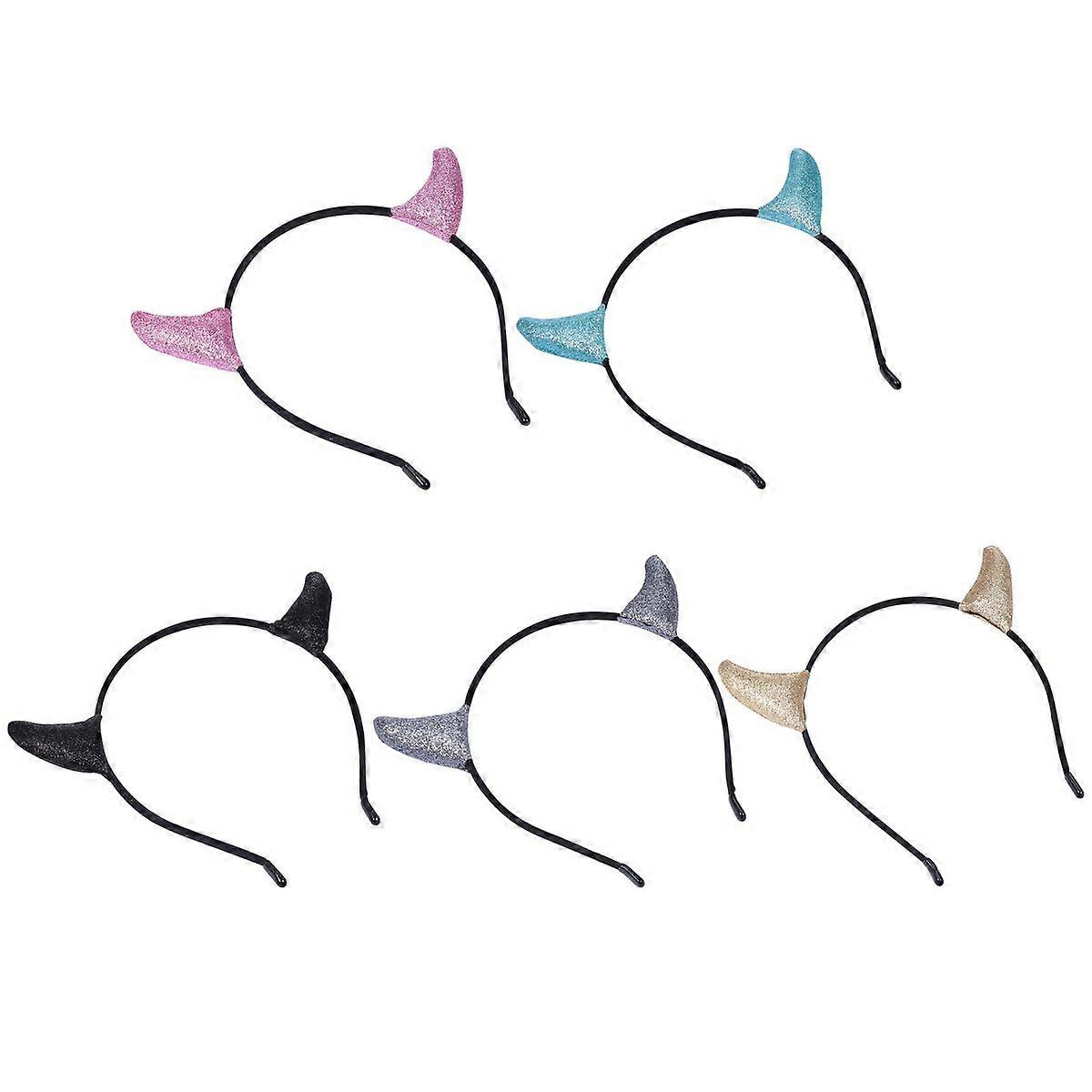 Glitter Halloween Horns Headbands for Party 10Pcs Assorted Colors