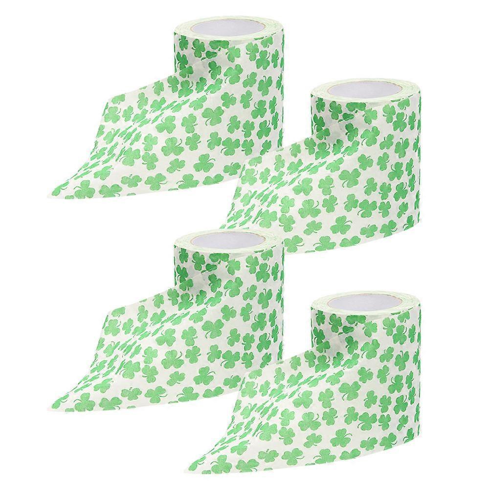 4 Rolls Green Toilet Paper For St. Patrick's Day Celebrations Convenient Use 4Set