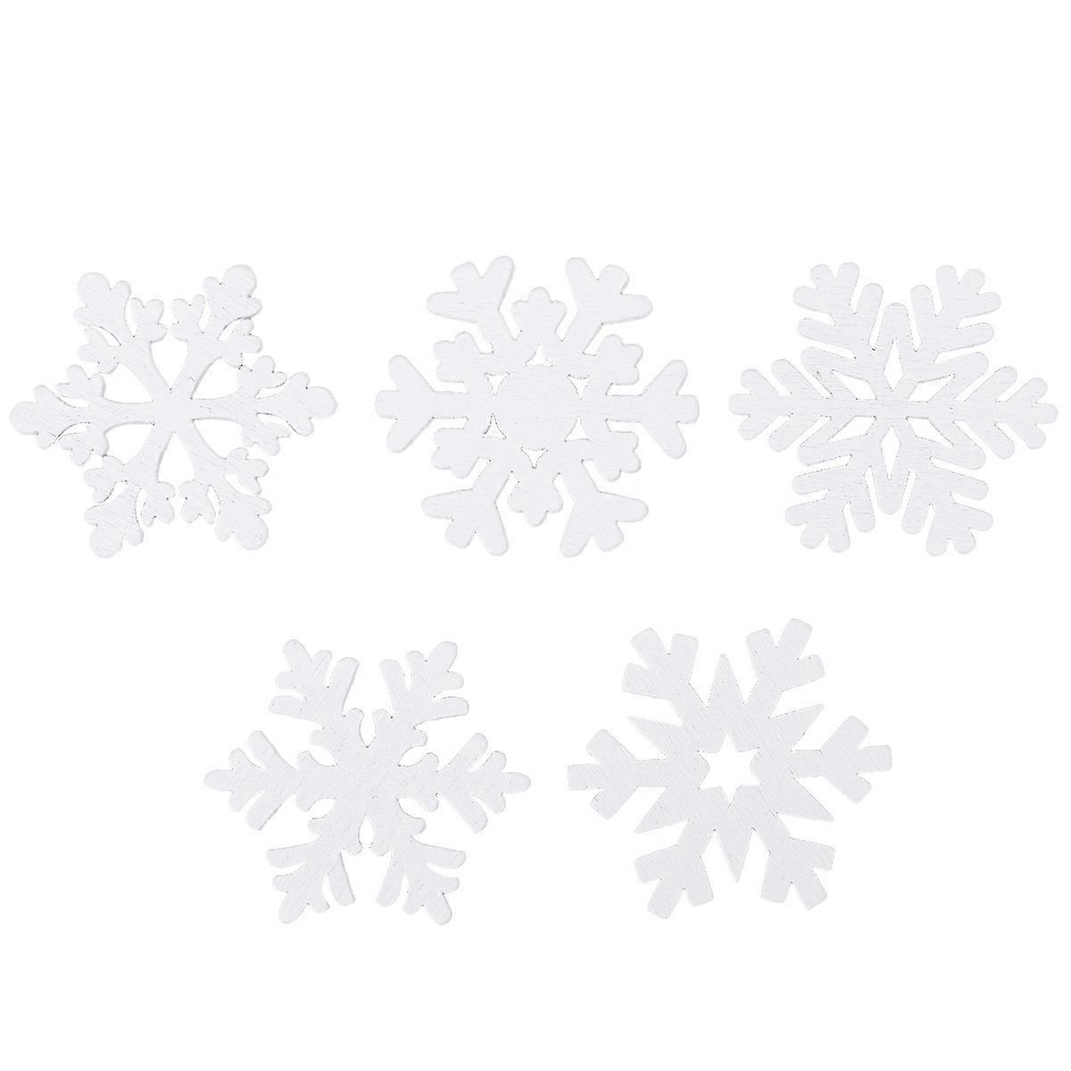 Christmas Wooden Snowflake Hanging String Decor for Seasonal Decoration 40Pcs