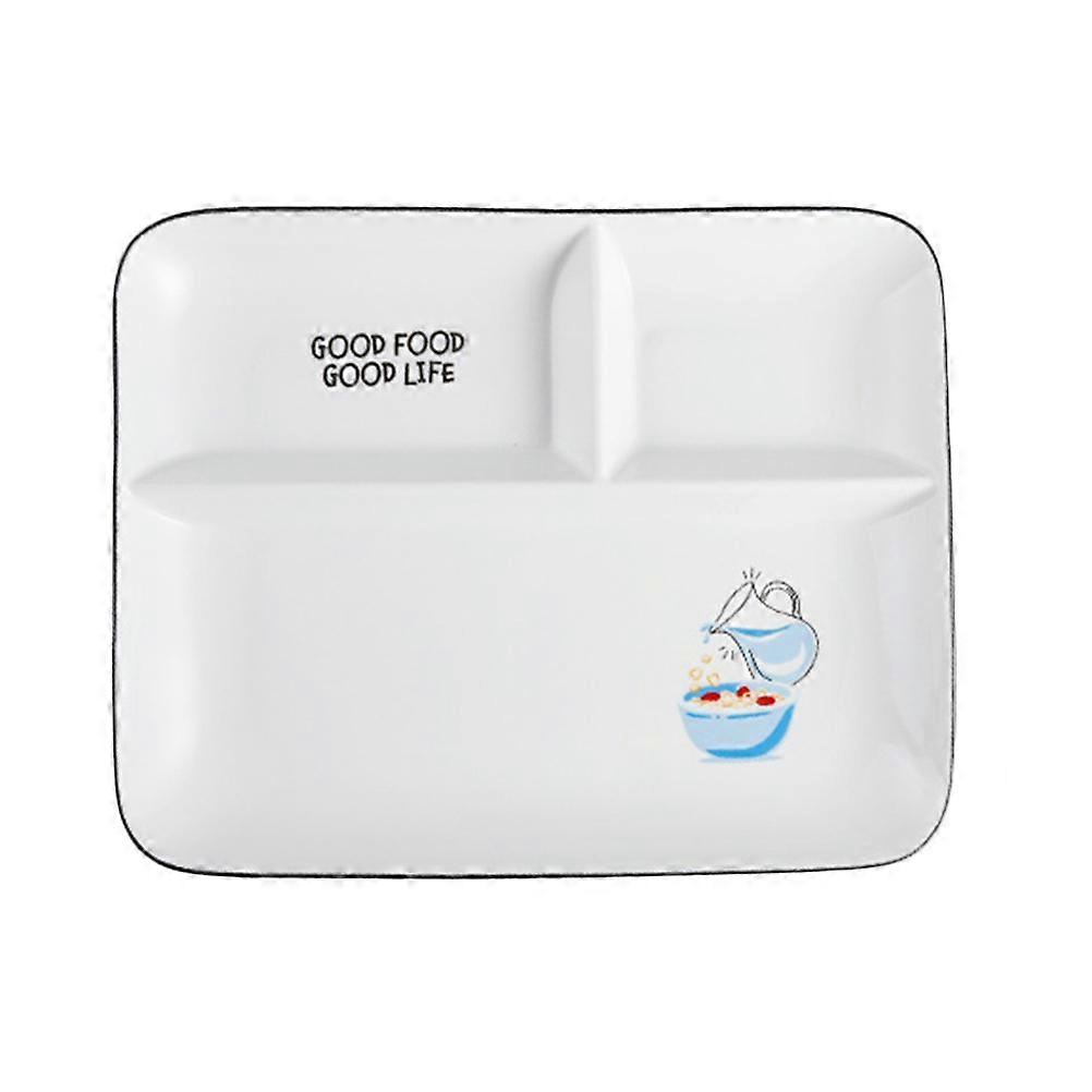 Porcelain Divided Tray Rectangular Shape Fruit Dessert Tableware 9.4×7.7×0.8in Ceramic Plate 1Pack