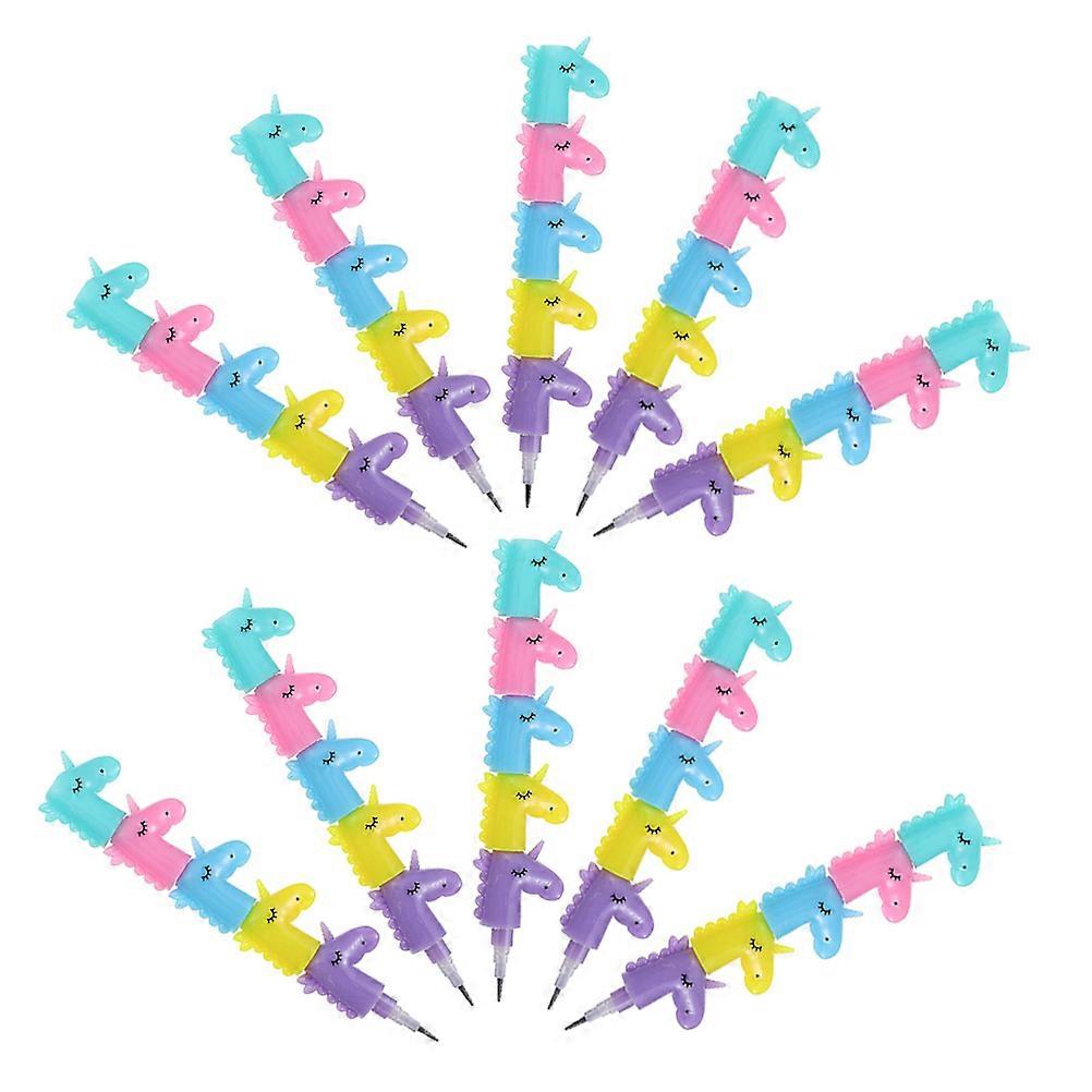 Kids Stationery 10Pcs Animal Stackable Pencils For Creative Activities 5.11X1.18X0.47In ABS Material No Sharpening Needed