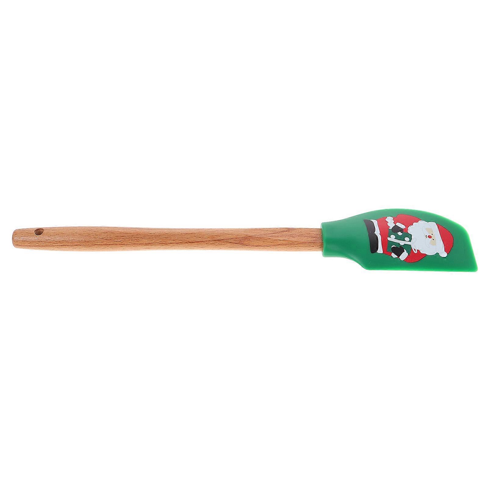 Large Non Stick Baking Spatula with Wooden Handle Ideal for Frosting and Cream Mixing Green Color for Holiday and Christmas Baking 3Pcs