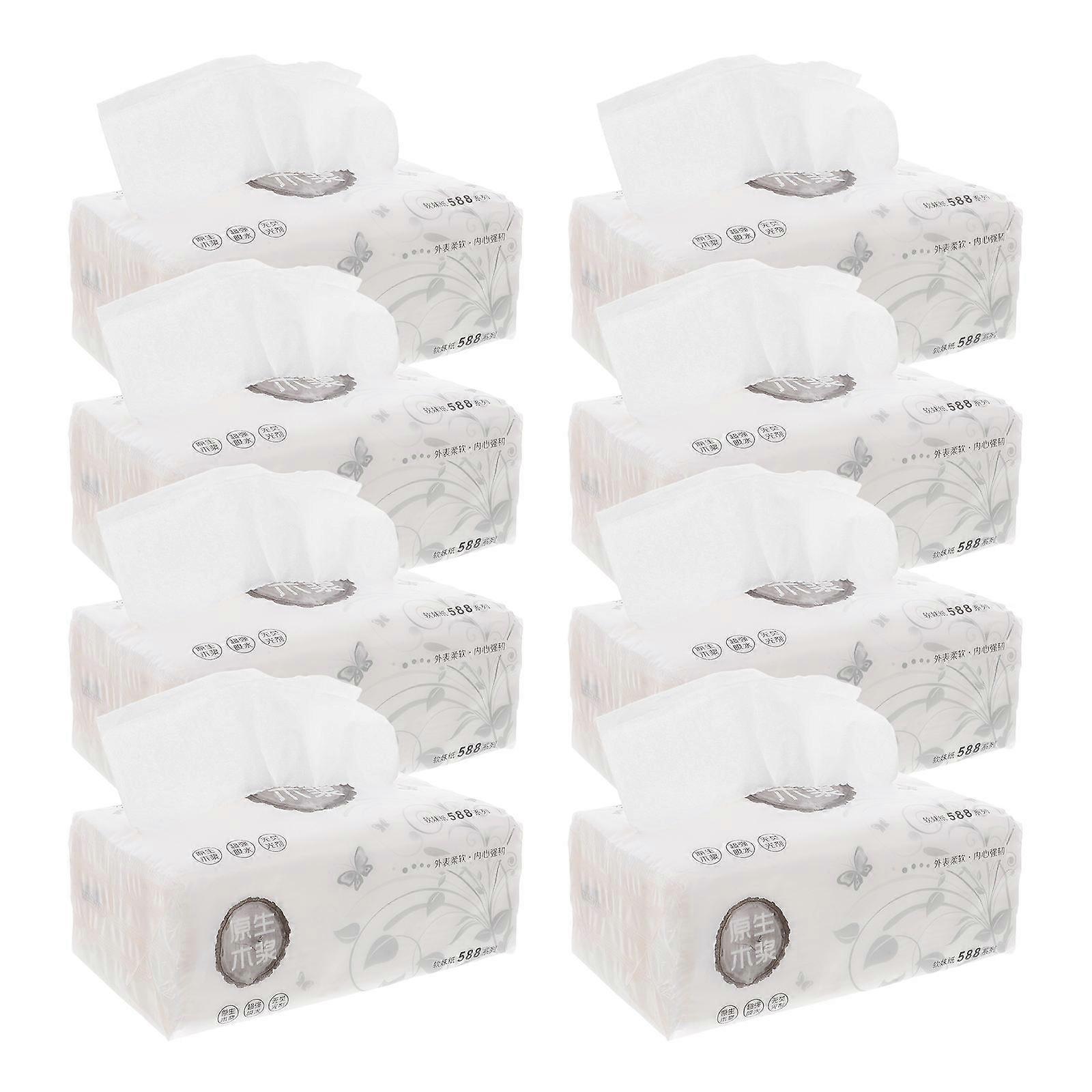 Facial Tissue Paper Extraction Type Multi-Use for Household Kitchen Bar 13x8.5 Cm White 8Pcs