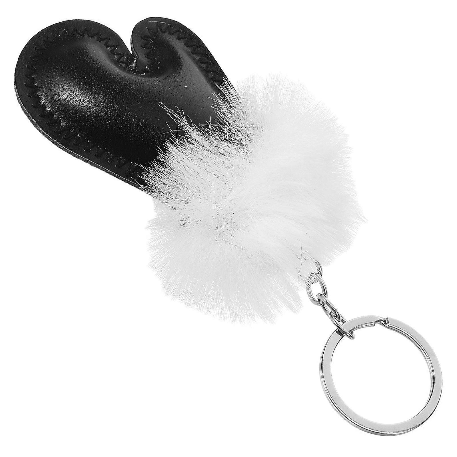 Stylish Plush Glove Keychain for Bag Decor 4Pcs Fluffy Bag Pendant