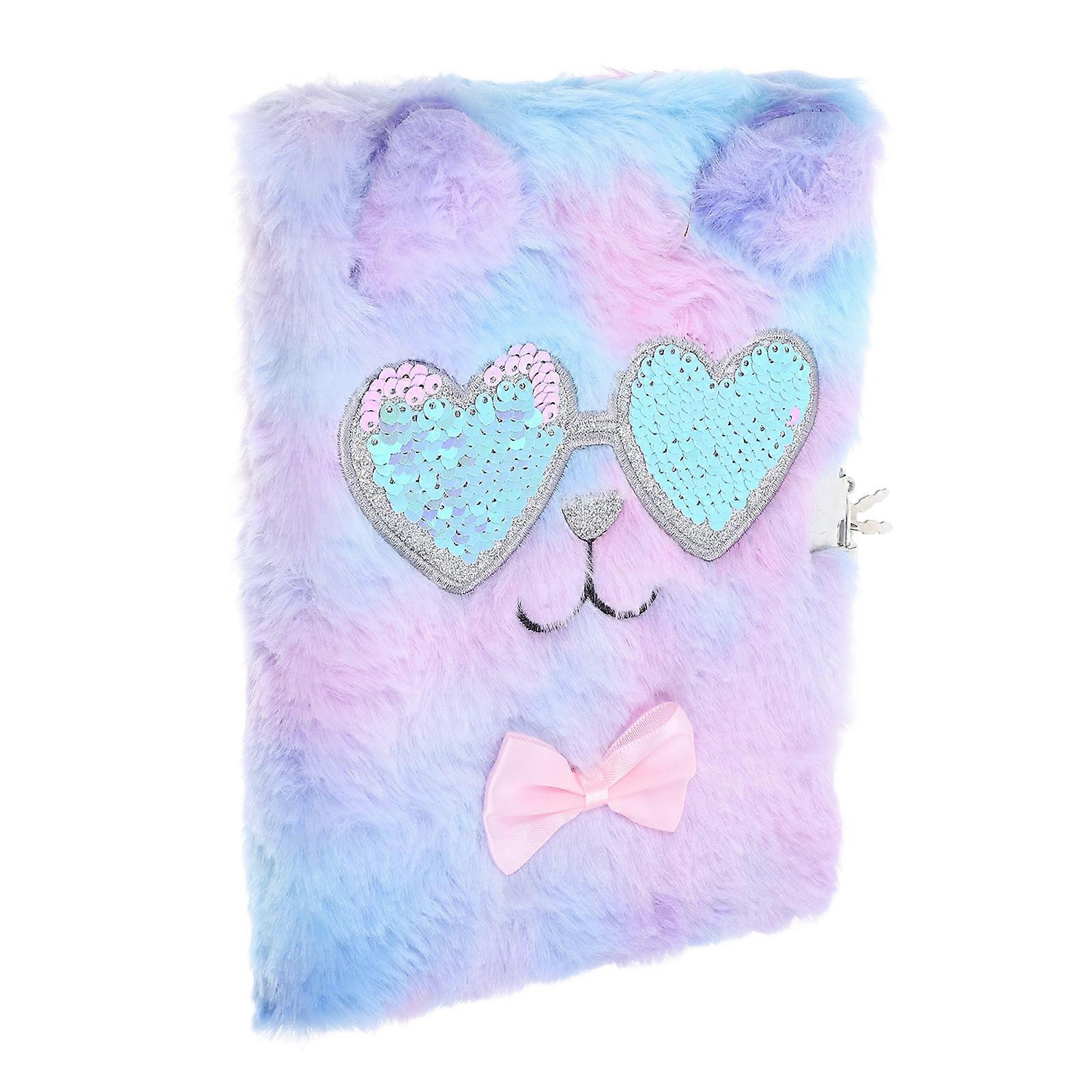 Diary Notebook 3Pcs Cute Plush Cover Notepad Teenagers Daily .50X15.40X1.50CM Locking Mechanism