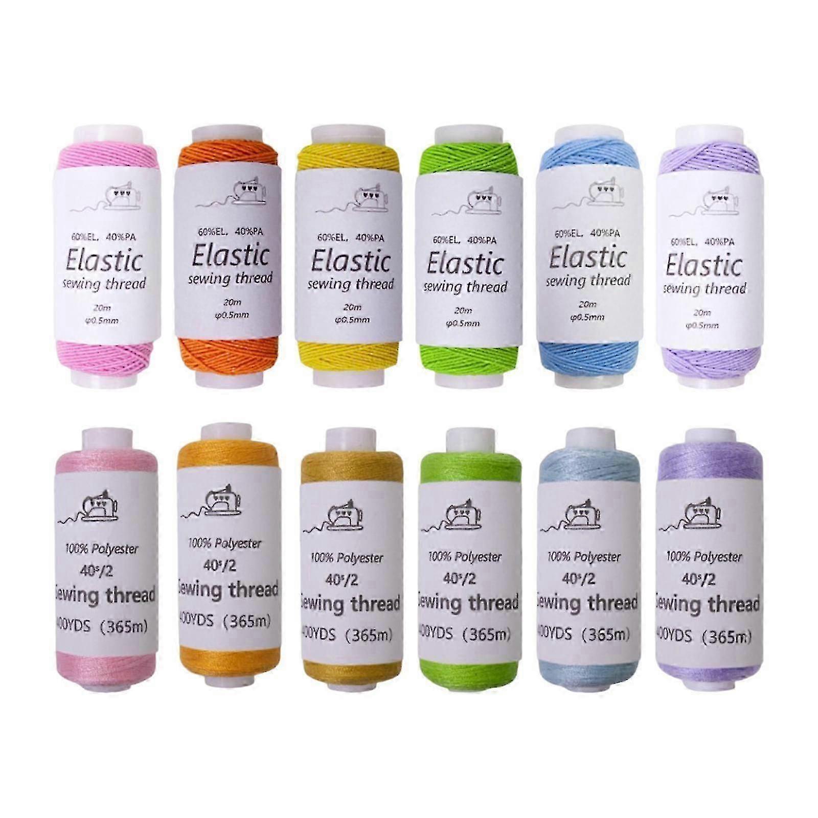 12x Elastic Sewing Thread Set Elastic String Soft Crafting Thread Elastic Beading Cord for Hand Stitching Weave Jewelry Maker 2025
