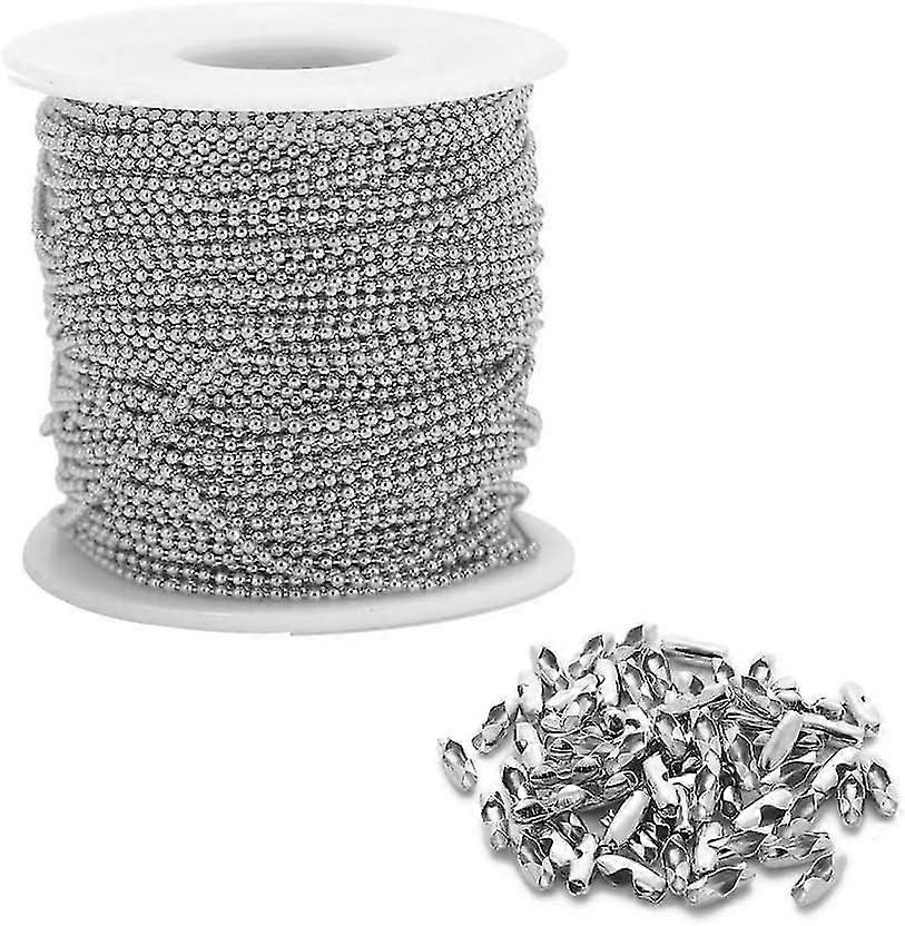 32 αλυσίδες σφαιρών σφαιρών μπάλας ποδιών με 50 PC που ταιριάζουν με το κολιέ αλυσίδων σφαιριδίων συνδετήρων 2.4mm διάμετρος χάντρες ασημένια αλυσίδα τραβήγματος ανεμιστήρων αλυσίδων κυλίνδρων