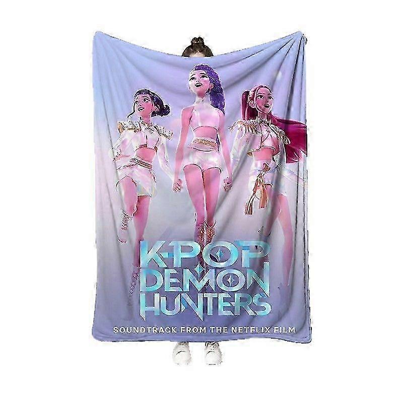 K-pop Demon Hunters-tema flanellpledd lunsjpausepledd quilt sofapledd