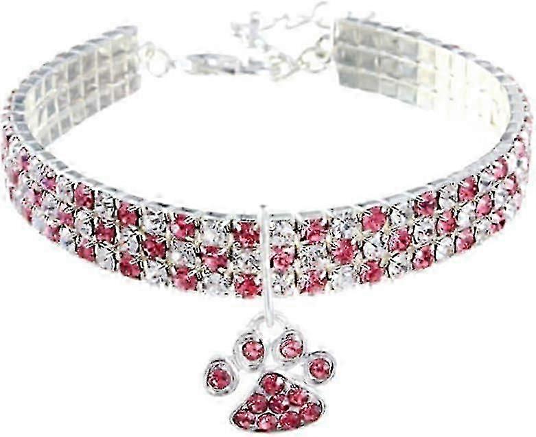 Pet Collar with Diamonds - Adjustable - Elastic Heart Claw Pendant - for Cat and Dog - Small Pet Collar