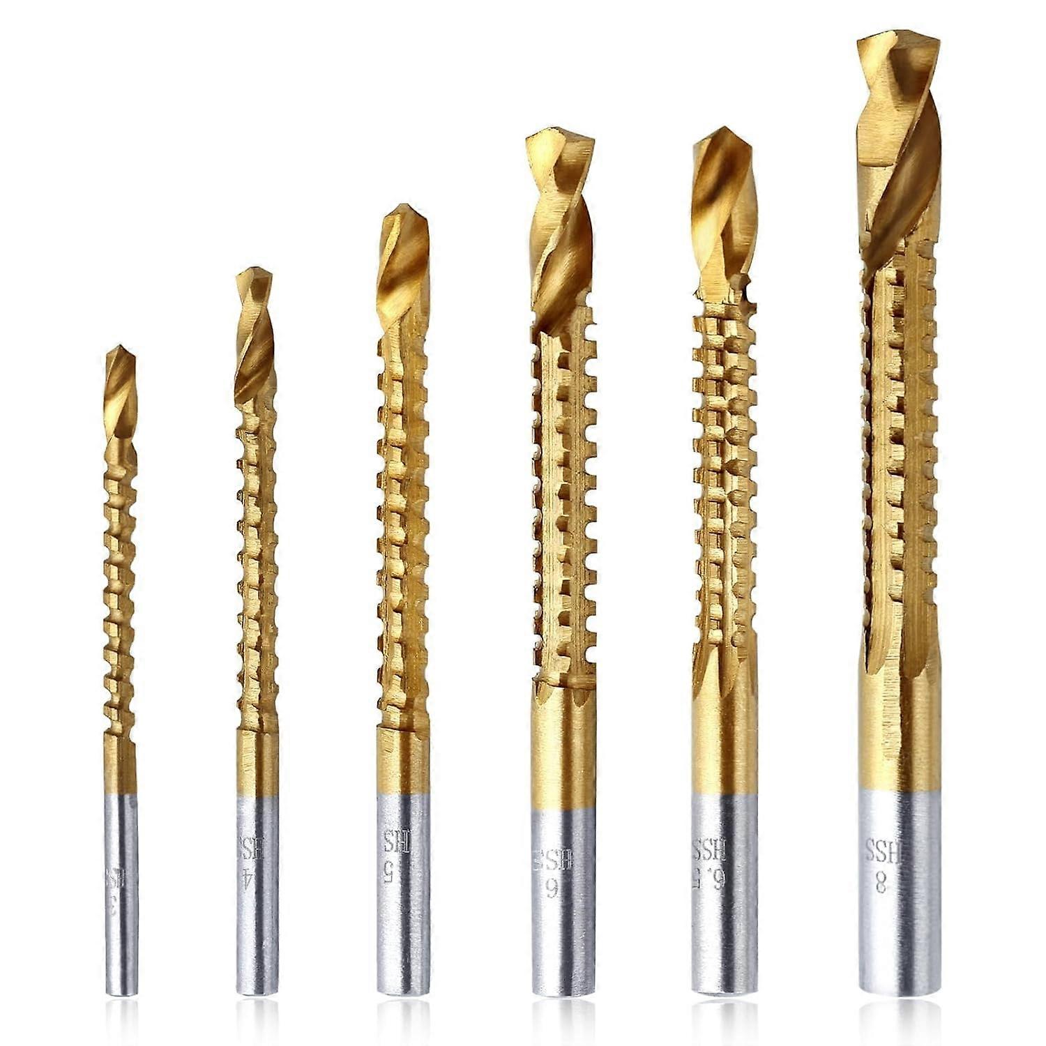 6Pcs Drill Bits Serrated Side Cutter Drill Bit Impact Titanium Coated