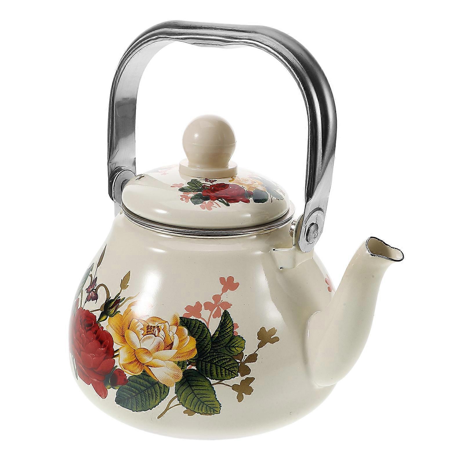 Enameled Teapot Tea Kettle for Brewing 3Pcs Stovetop Decorative Set