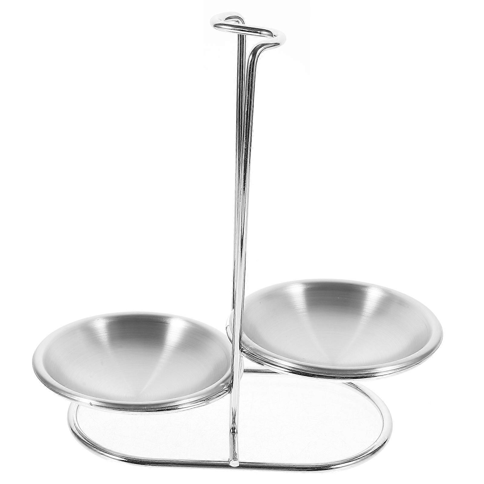 Stainless Ladle Holder with Two Bowls for 4Sets