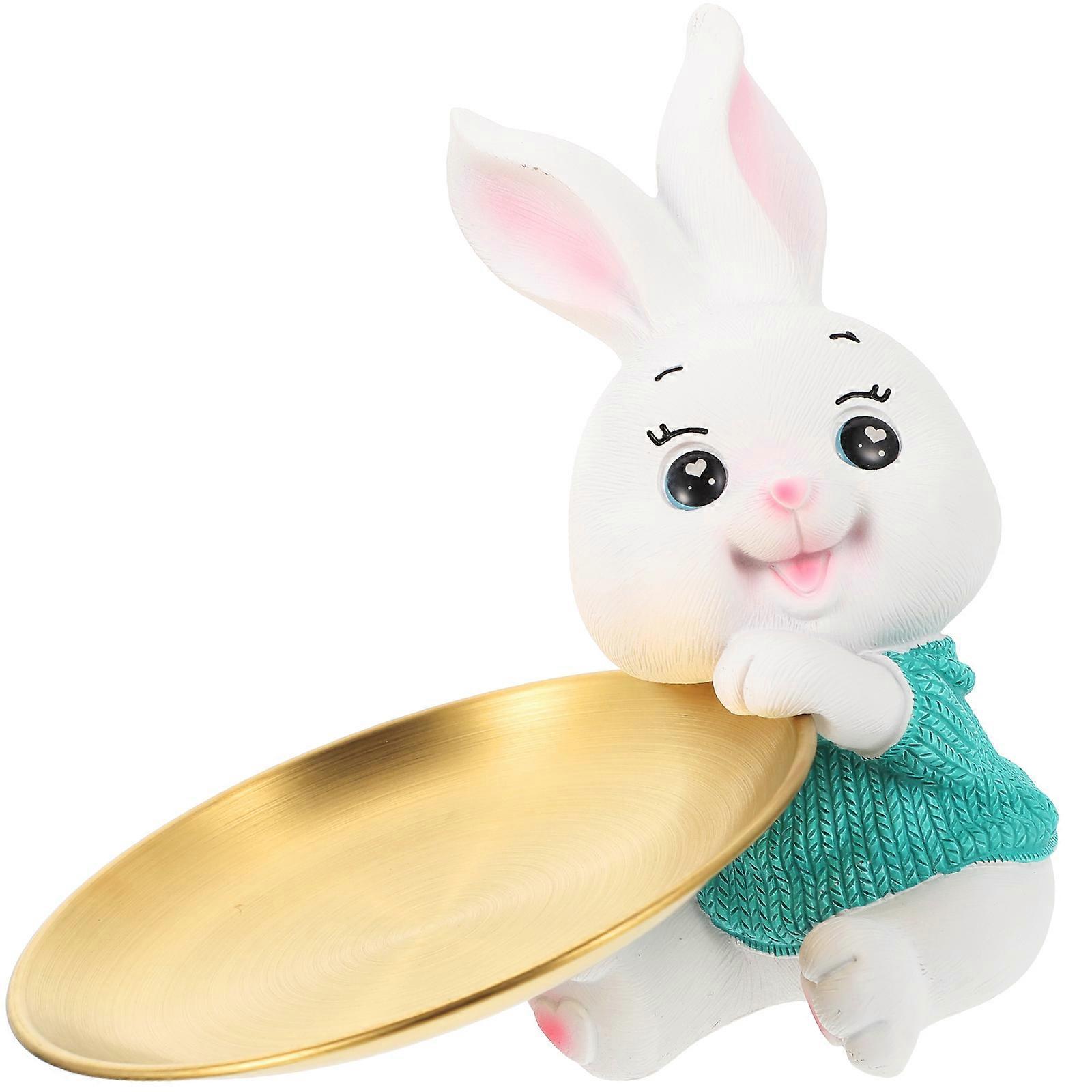 Bunny Shape Jewelry Tray Bunny Figurine Multi Colored Storage Solution 1Pack