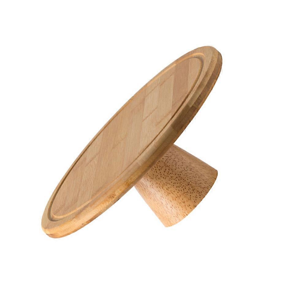 Dessert Serving Tray Wooden Design Cake Display 8 Inches Light Brown Non-Slip Bottom 1Pack