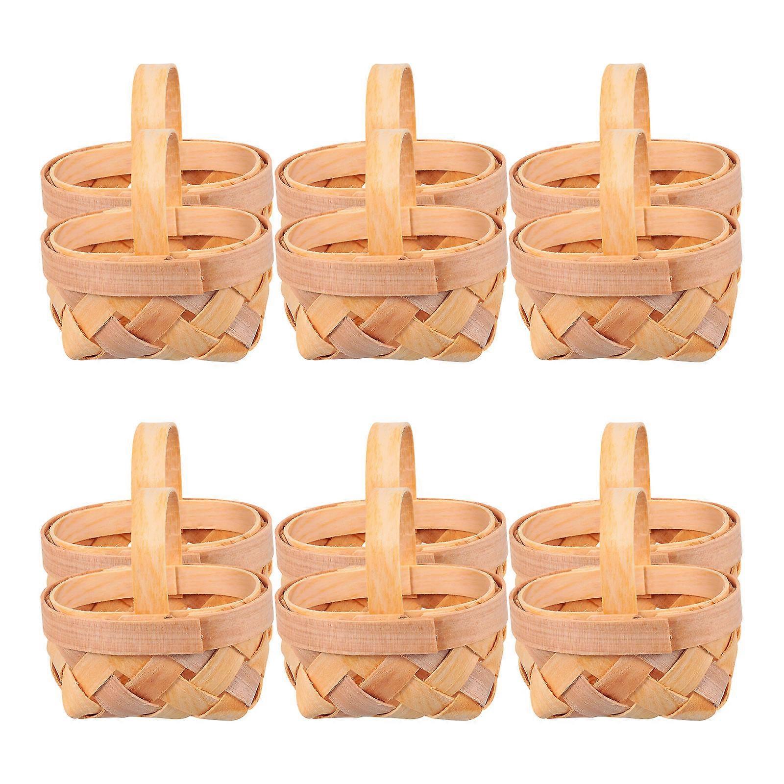 Handmade Wood Basket for Storage Use 60Pcs Mini Woven Basket with Handles