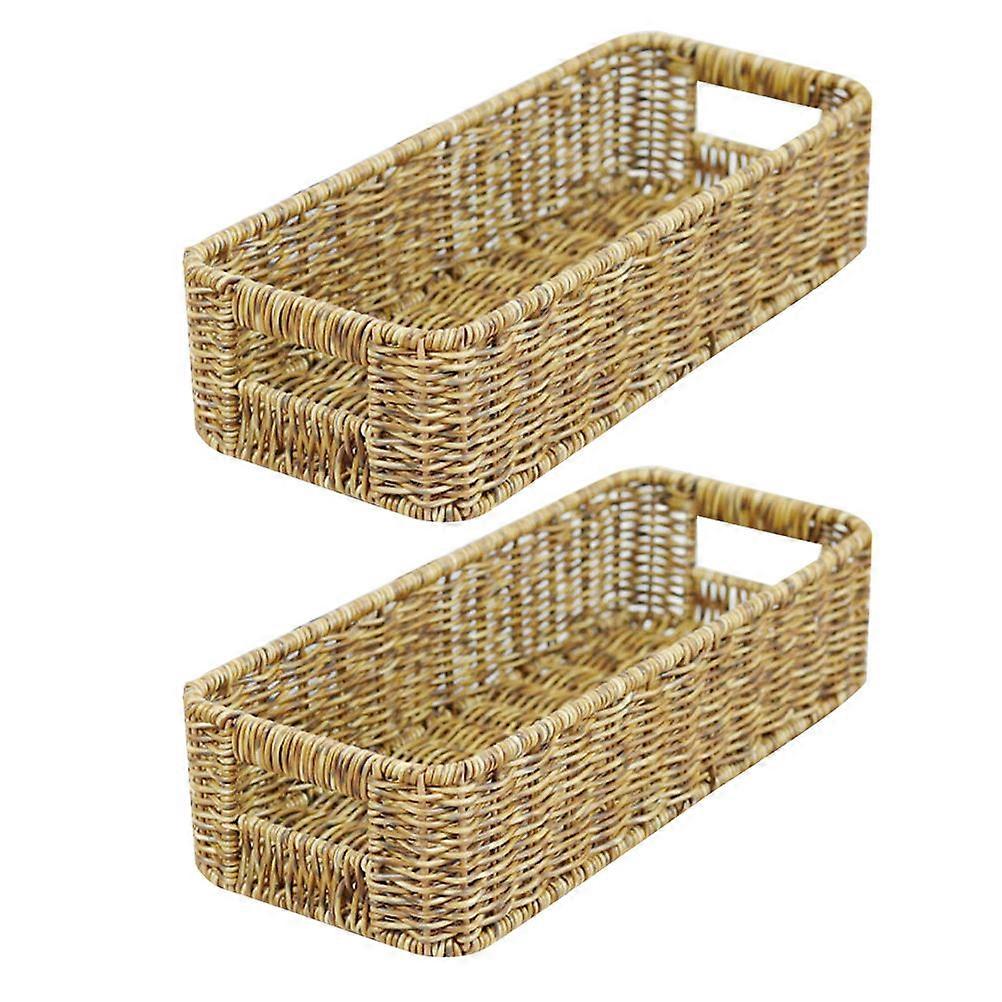 Kitchen Storage Bins Woven Basket Spice Jar Storage For Kitchenware Coffee Rectangular 2Pcs
