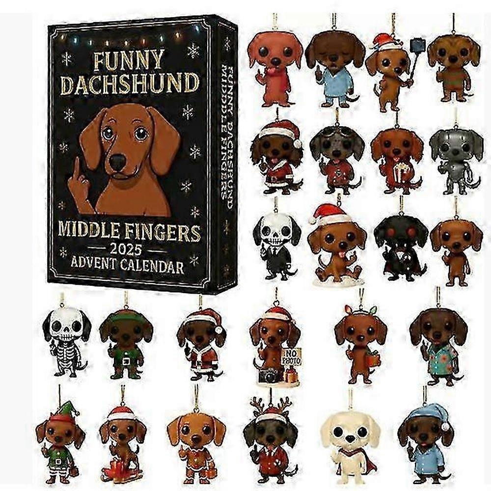 Christmas Dachshund Advent Calendar Blind Box with Acrylic Ornaments