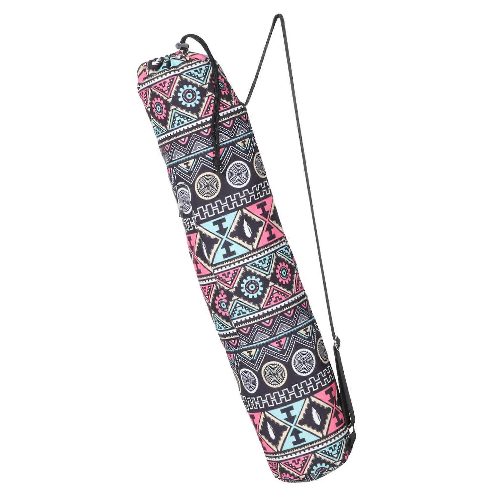 Yoga Mat Bag Canvas Sling Shoulder Carrier For Gym Class Travel Large Drawstring Closure Fits Standard Mats