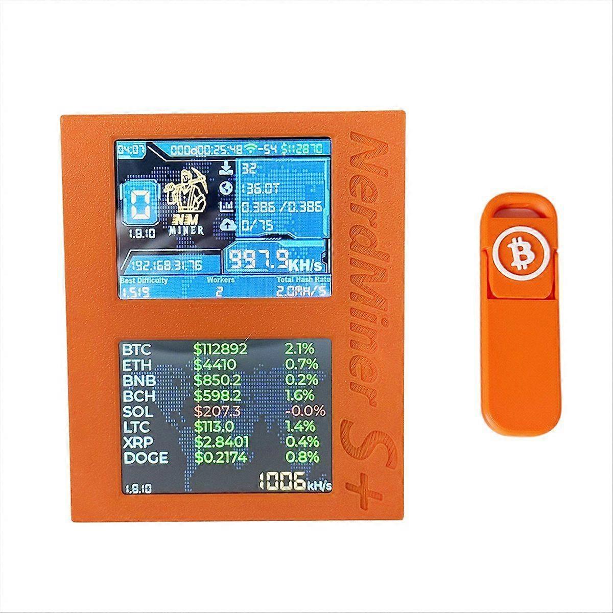 Nerdminer S+ 2X1060KH/S Solo Miner Dual Screens Mining/BTC ETH Price Display/Time BTC Crypto with 3