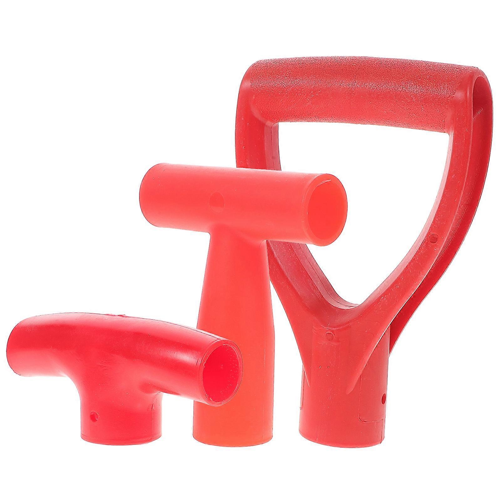 Red Handle Plastic Garden Handle Replacement for Home Use 3Pcs