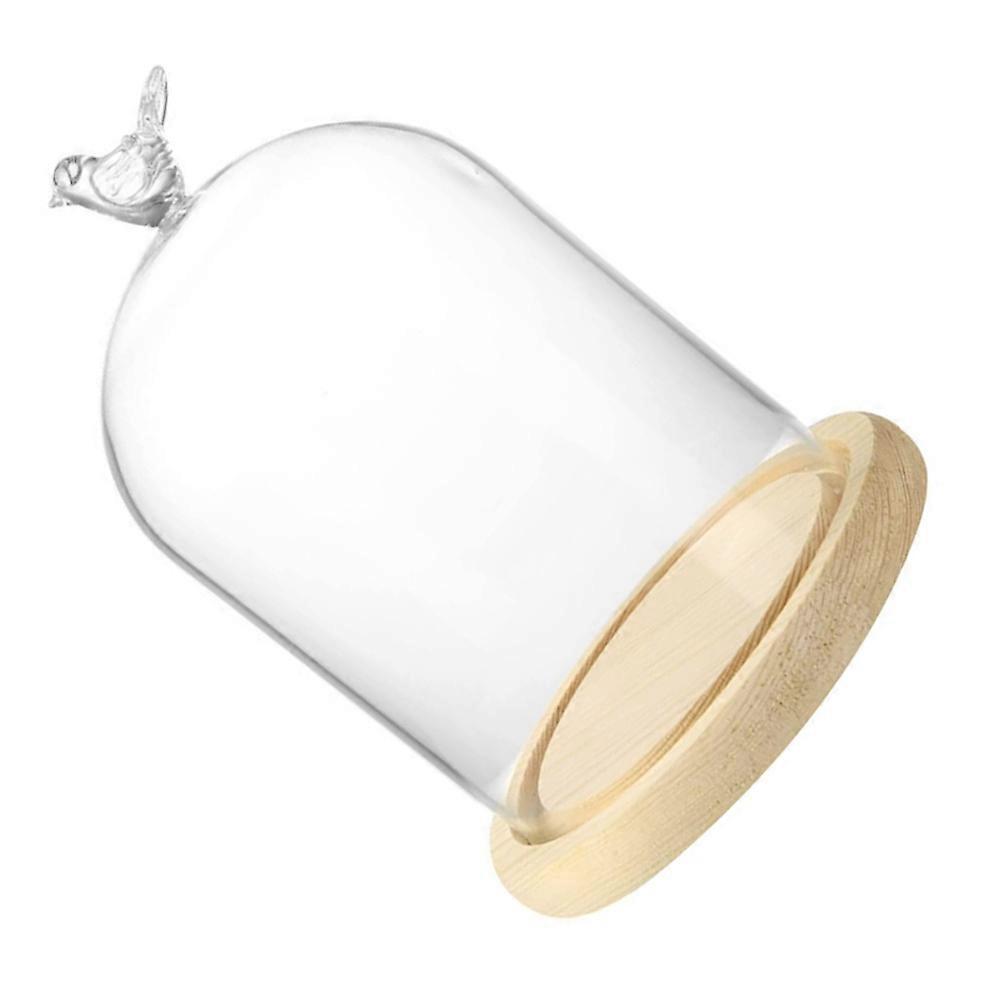 Flower Glass Cover for Display 2Pcs Transparent Dome with Bird Handle