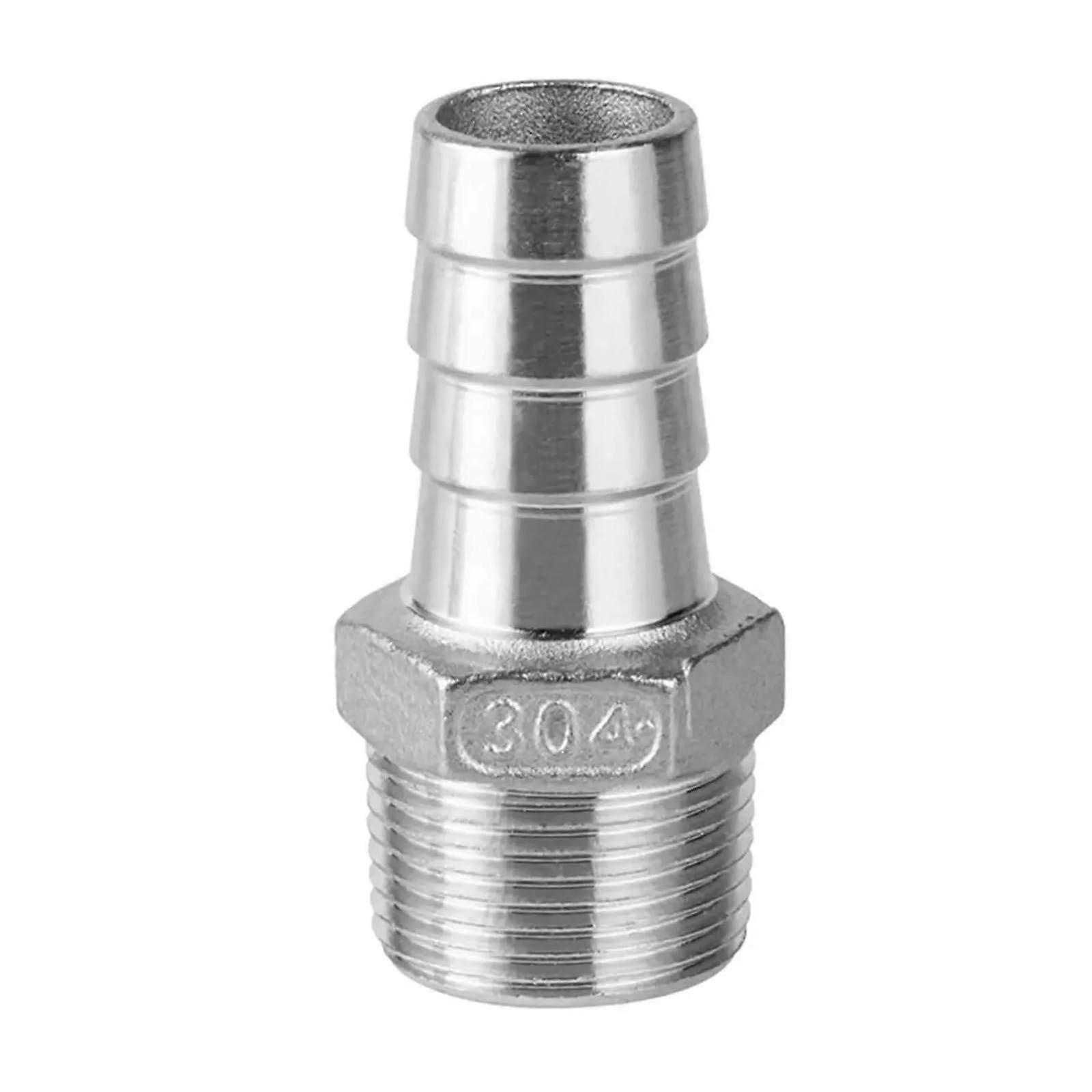 1pc 1' BSPT Male 12mm Hose Connector 304 Stainless Steel Hosetail Coupler, 1 Inch BSPT, 12mm Hose