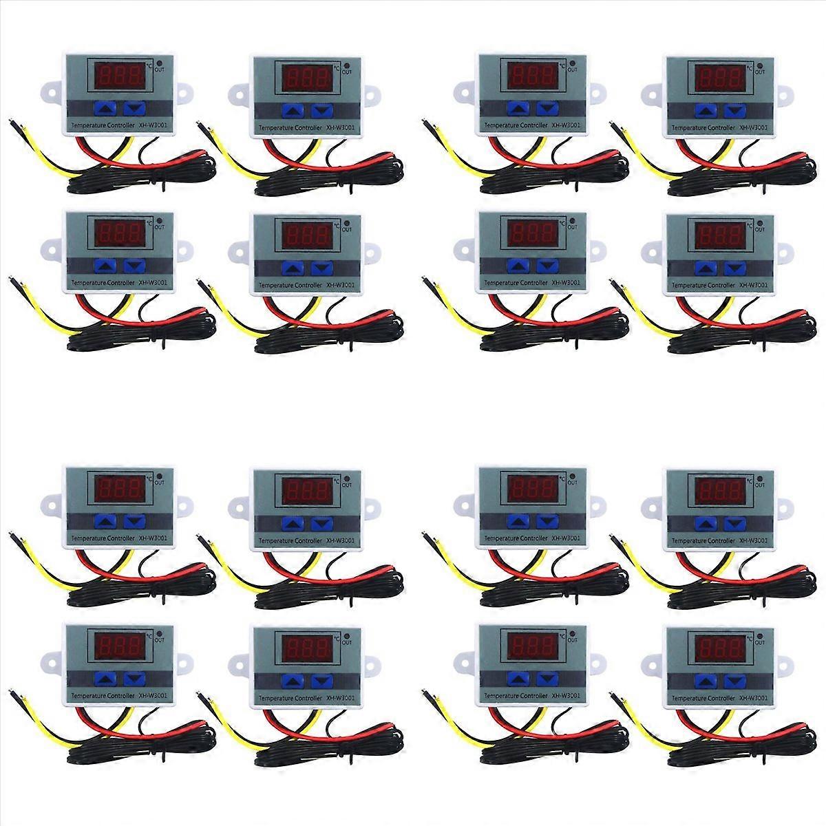 16Pcs 220V Ac Digital Led Temperature Controller Xh-W3001 for Incubator Cooling Heating Switch Therm