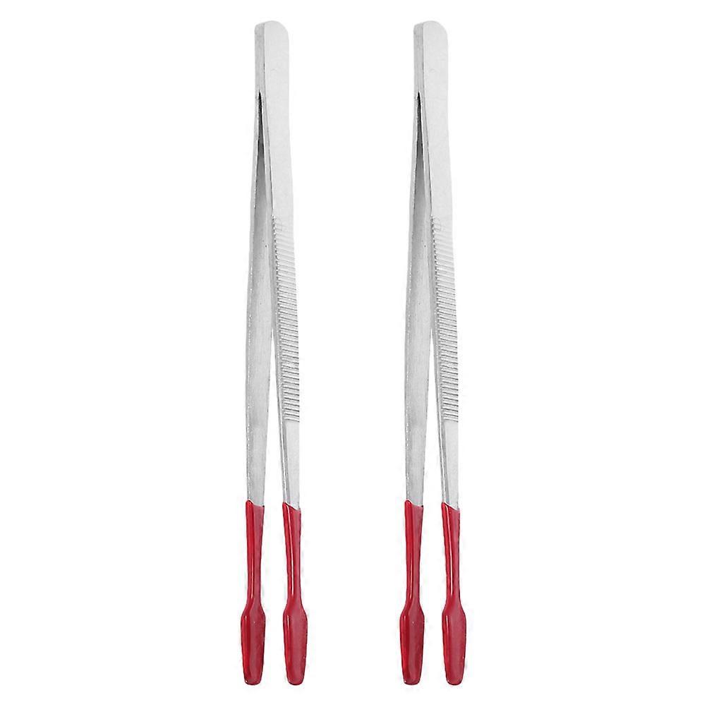 Stamp Tweezers Stainless Steel with Rubber Tips for Collecting 2Pcs Precision Tools