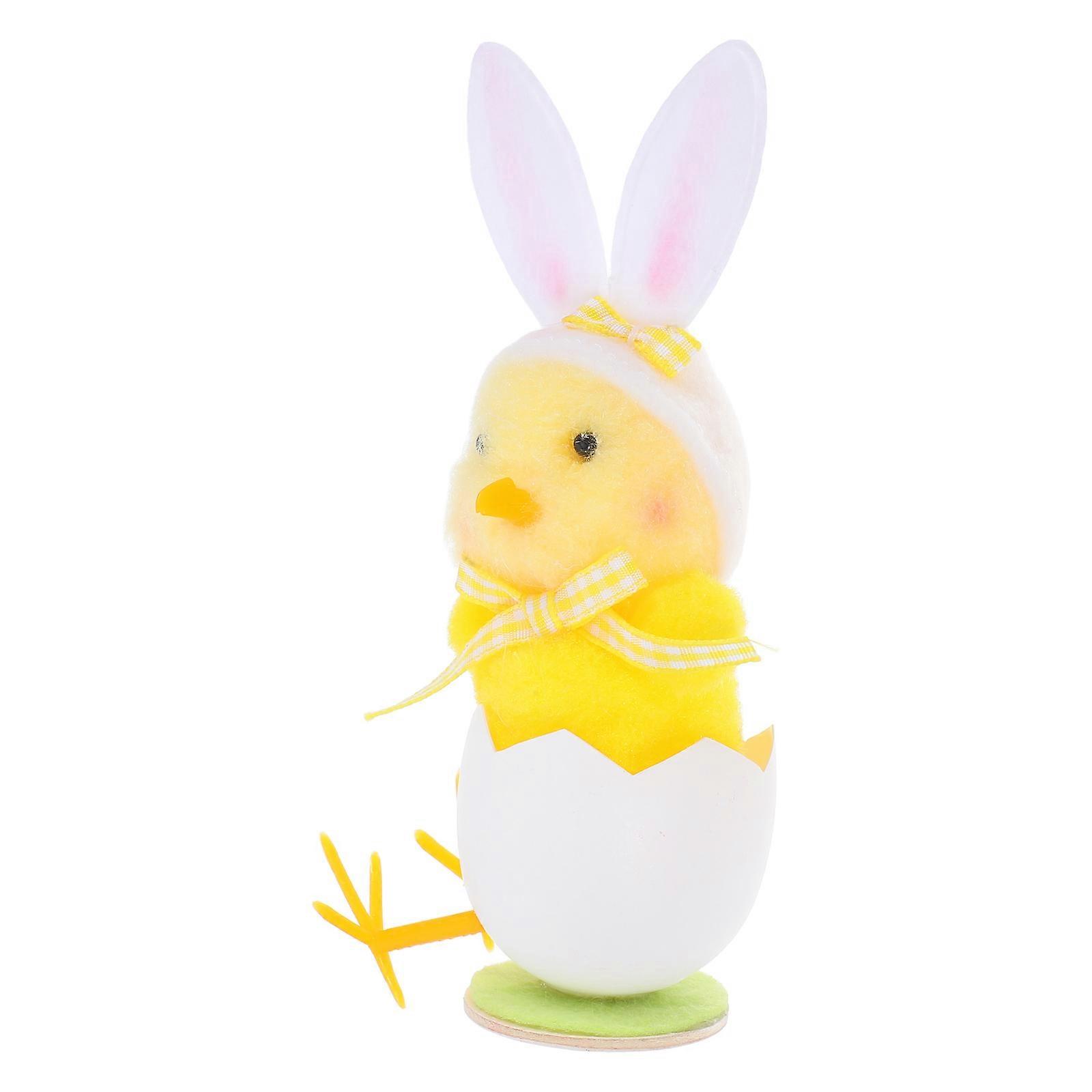 Easter Decoration Adorable Plush Chick with Bunny Ears Hat