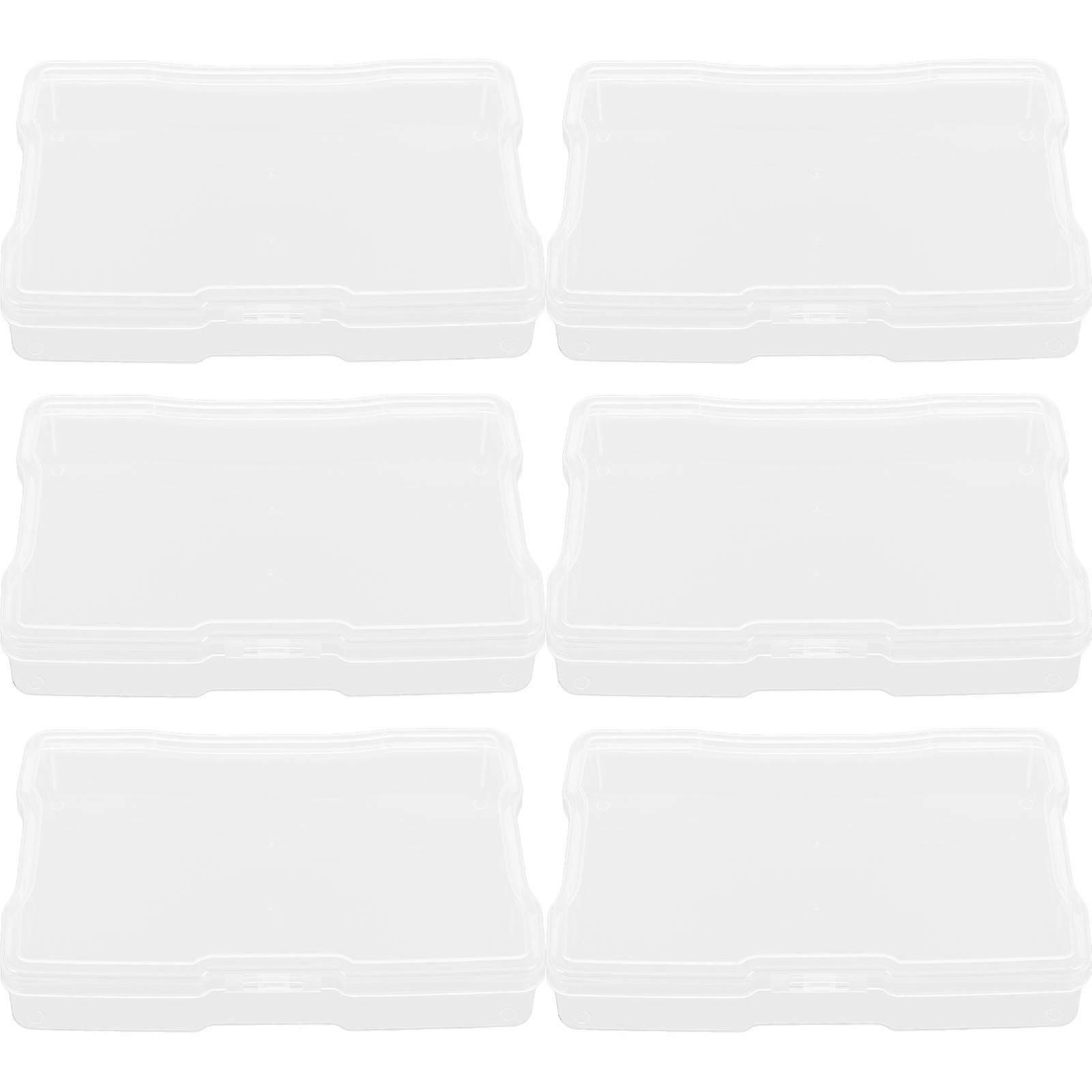 Stackable Storage Bins Photo Organizer Case Home Use 4x6 Inch Transparent Multifunctional Storage Box 6Pcs