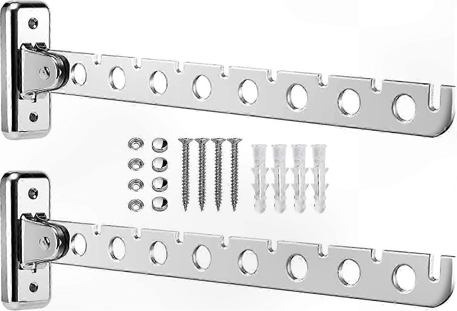 2Pcs Wall Mounted Foldable Clothes Drying Rack with 90 Rotation, Screws and Anchors