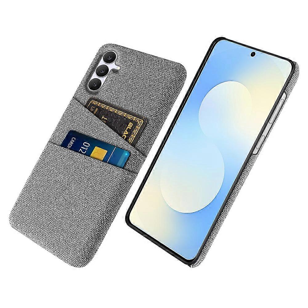 For Samsung Galaxy S25 FE Case Cloth + Hard PC Phone Cover with Dual Card Slots - Light Grey