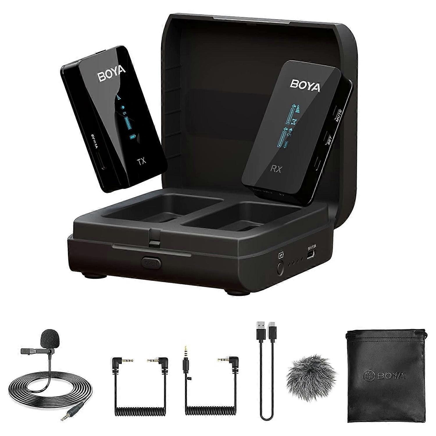 BOYA BY-XM6-K1 Mini Wireless Lavalier Microphone Video Recording Lapel Clip Mic with Charging Case