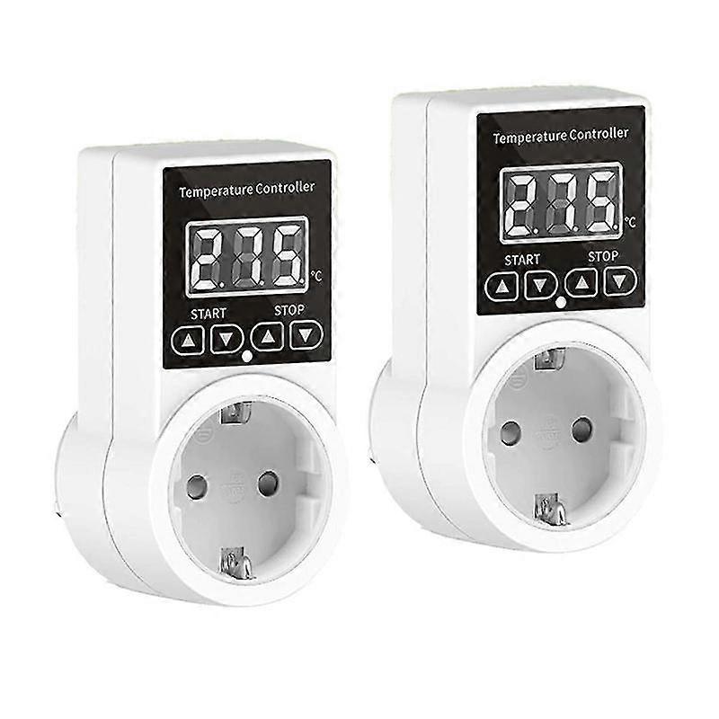 2pack Thermostat Socket with Sensor, Digital Temperature Controller Socket, Waterproof Temperature S