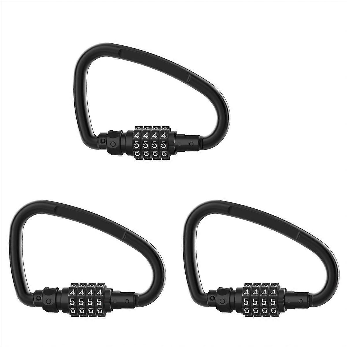 4-Digit Heavy Duty Carabiner Clips, D-Shaped Code Lock