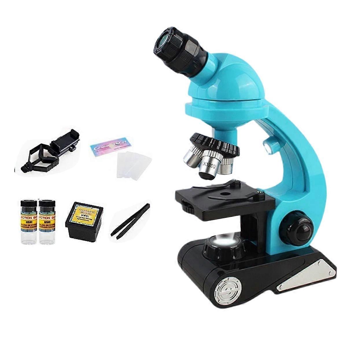 Microscope pour enfants, kit de microscope pour enfants 1200x, double éclairage LED
