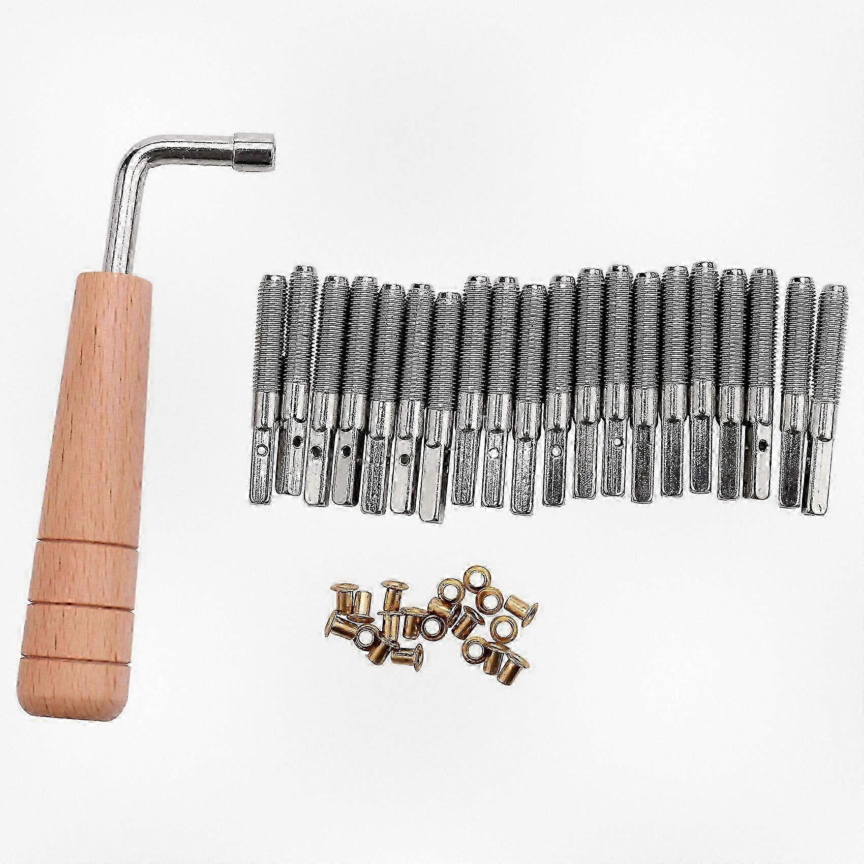 Bestseller 20 Pieces Tuning Pins and Rivets Set with L-Shaped Wrench for Lyre Harp and Small String Instruments
