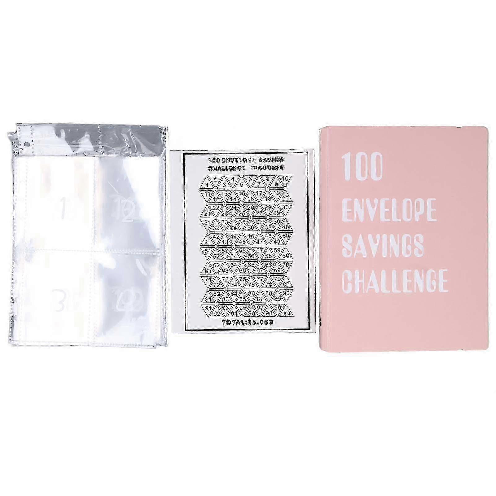 100 Envelopes Money Saving Challenge Binder Reusable A5 Budget Binder 25 Sheets Transparent Savings Challenge Budget Book for Money Management