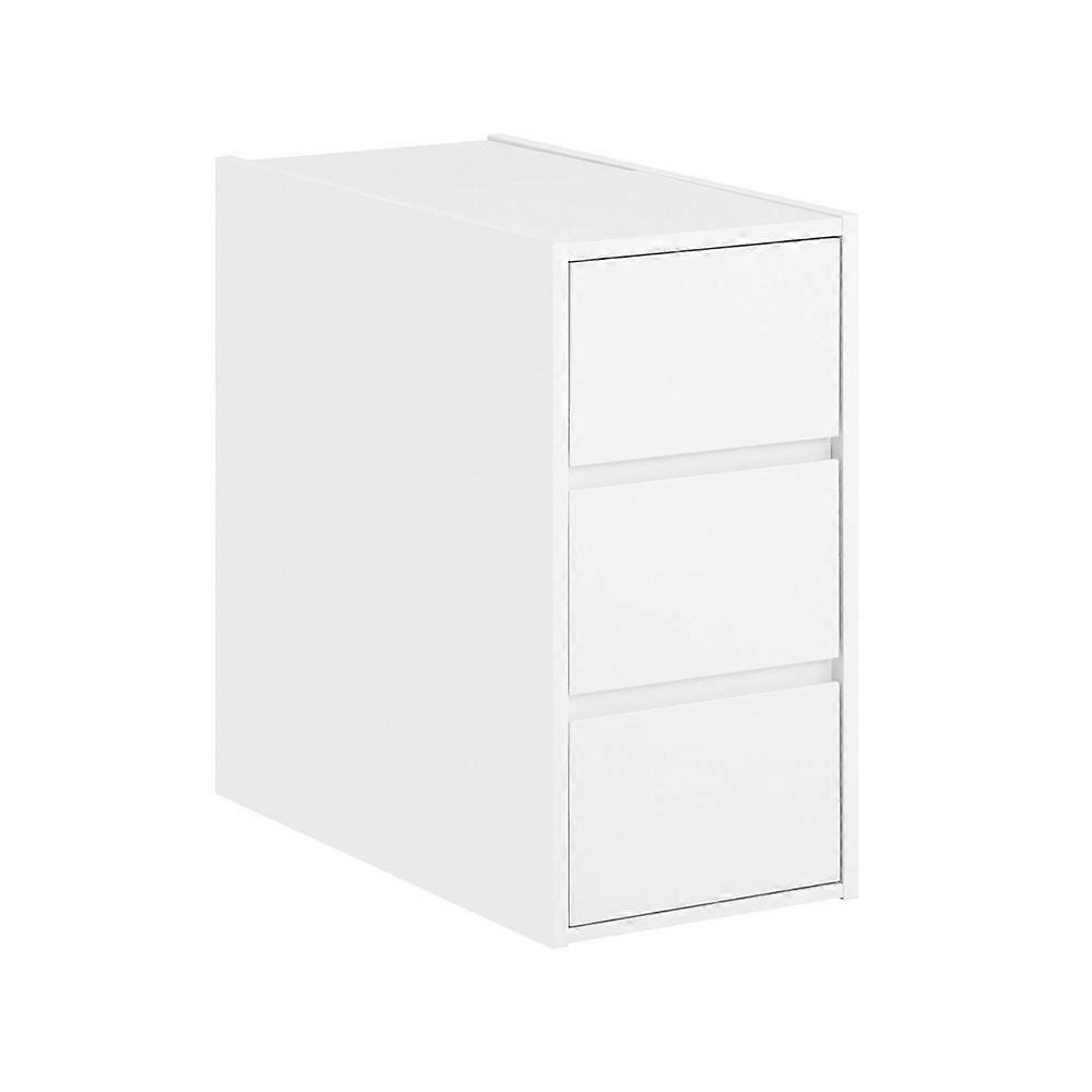 SoBuy FBT144-W, support de sol Safa Table d’appoint Table de chevet Table d’appoint avec 3 tiroirs et un dessus de rangement caché pour livres, magazines