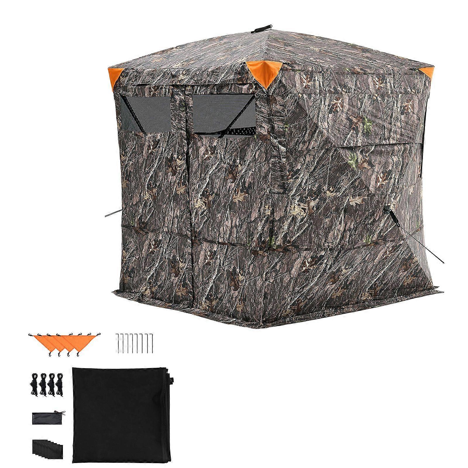Hunting Blind, 4-5 Person See Through Ground Blinds with Carrying Bag, 270 Degree Portable Camouflage Tent